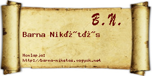 Barna Nikétás névjegykártya